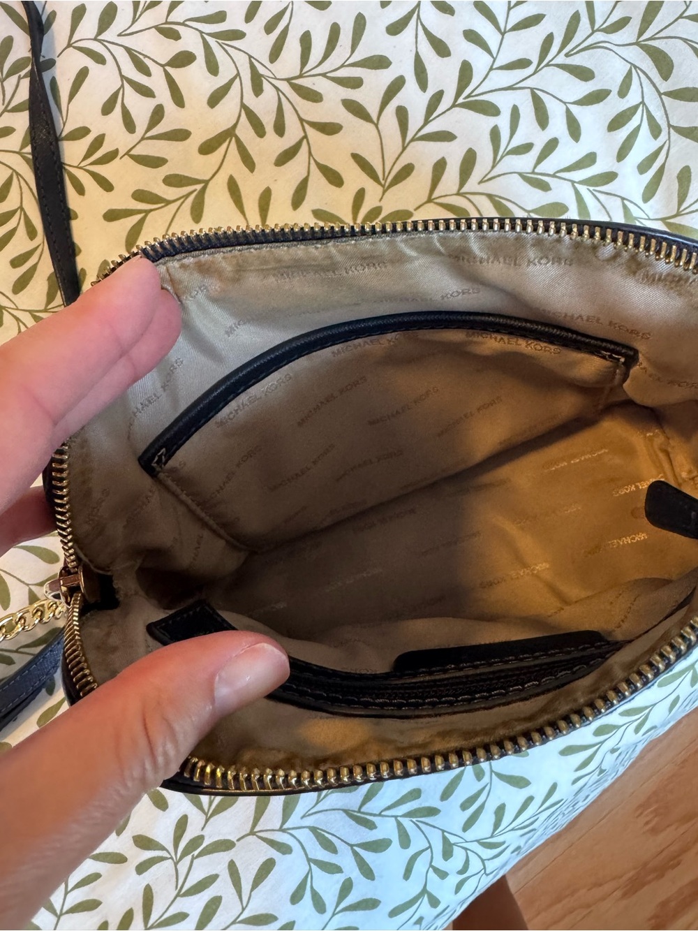 Michael Kors Navy Crossbody with Gold Accents - Picture 3 of 3
